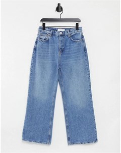 Синие джинсы узкого кроя с широкими штанинами Topshop