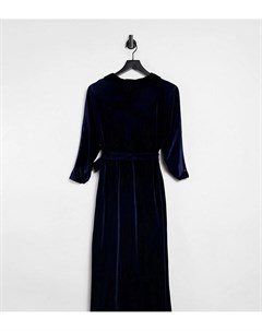 Темно синее бархатное платье миди с запахом ASOS DESIGN Curve Asos curve