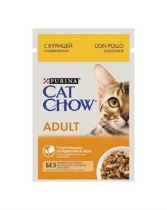 Влажный корм для взрослых кошек с курицей и кабачками в желе 85 г Cat chow