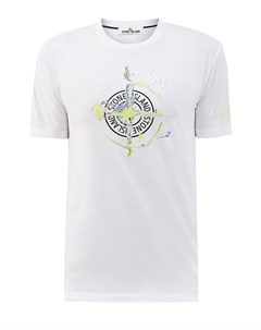 Белая футболка из джерси с яркой аппликацией Stone island
