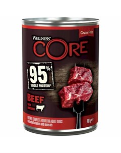 Wellness Сore Консервы из говядины с брокколи для взрослых собак 400 г Wellness core