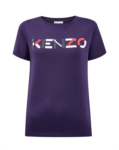 Однотонная футболка из натурального хлопка с принтом Kenzo