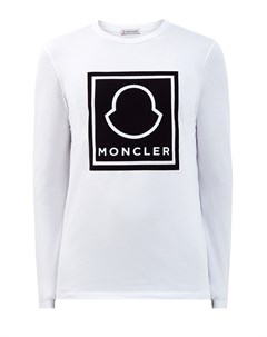 Хлопковый лонгслив с макро логотипом бренда Moncler
