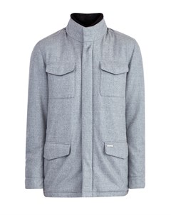 Куртка из плотной ткани меланжевого тона с отделкой натуральным мехом Enrico mandelli