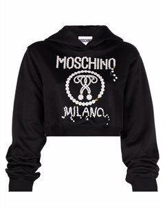 Укороченное худи с логотипом Moschino