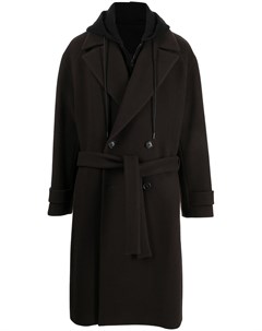 Двубортное пальто с капюшоном Juun.j