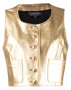 Кожаный жилет 1994 го года с эффектом металлик Chanel pre-owned
