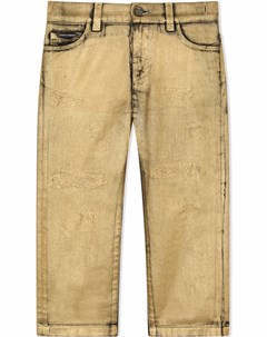 Прямые джинсы с эффектом потертости Dolce & gabbana kids