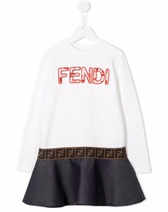 Платье с вышитым логотипом Fendi kids