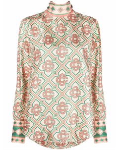 Шелковая блузка с длинными рукавами и принтом Casablanca
