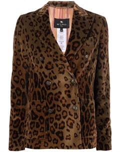 Двубортный пиджак с леопардовым принтом Etro
