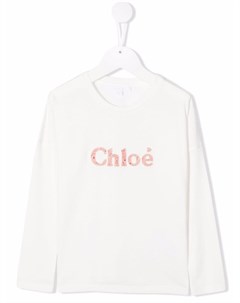 Топ с длинными рукавами и логотипом Chloé kids