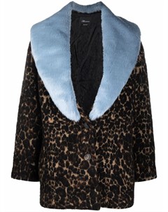 Однобортное пальто с леопардовым принтом Blumarine