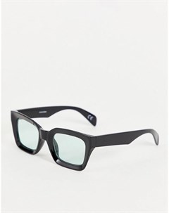 Oversized солнцезащитные очки в черной массивной квадратной оправе с бирюзовыми линзами Asos design