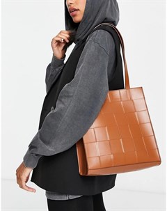 Светло коричневая плетеная сумка шопер Asos design