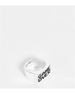 Серебристое кольцо печатка с надписью Game Over Wftw