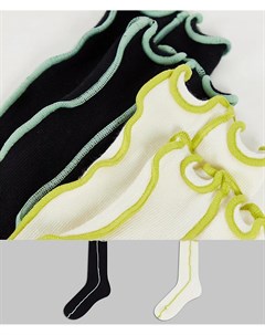 Разноцветные носки из органического хлопка с наружными швами Betty Weekday