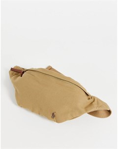 Светло коричневая поясная сумка из плотной ткани с логотипом пони Polo ralph lauren