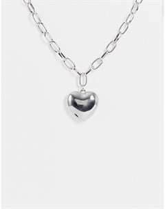 Серебристое ожерелье с подвеской в виде сердечка Asos design