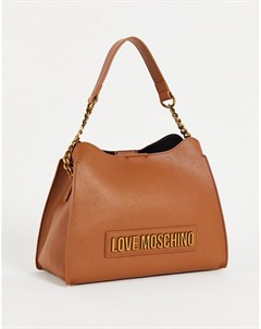 Светло коричневая сумка на плечо с логотипом Love moschino