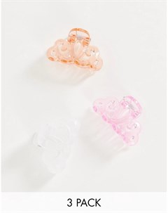 Набор из 3 маленьких заколок крабов для волос разных цветов в розовых оттенках Accessorize