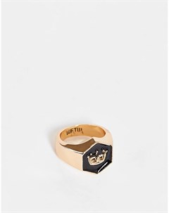 Золотистое кольцо печатка с короной Wftw