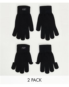 Набор из 2 пар черных перчаток Jack & jones