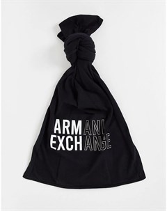Черный шарф с крупным логотипом Armani exchange