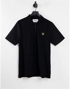 Черная футболка поло на молнии с логотипом Casuals Lyle & scott