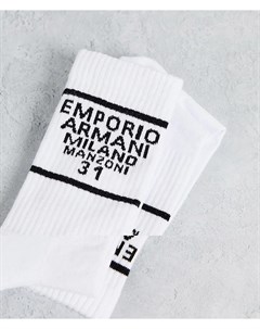 Набор из 3 пар белых носков с логотипом и надписью Emporio armani bodywear