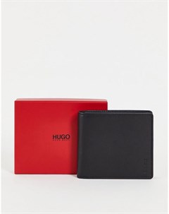 Кожаный складной бумажник черного цвета с отделением для монет Subway Hugo