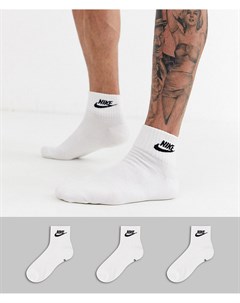 Набор из 3 пар белых носков до щиколотки с логотипом Nike