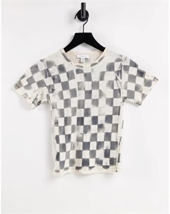 Короткая футболка с шахматным принтом черного и белого цвета Topshop