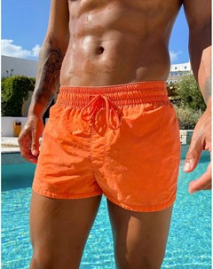 Выбеленные оранжевые короткие шорты для плавания Asos design