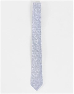 Галстук серебристого цвета с голубым принтом пейсли Topman