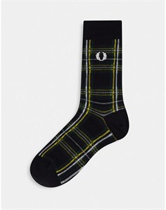 Черные носки в шотландскую клетку тартан Stewart Fred perry