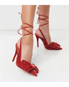 Туфли рыжего цвета на высоком каблуке с бантом и с завязками на щиколотке для широкой стопы Wide Fit Asos design