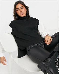 Черный свитшот с высоким воротником и ткаными рукавами Vero moda