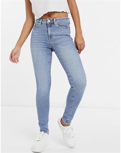Голубые выбеленные джинсы скинни из смесового органического хлопка Femme Sophia Selected