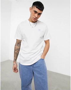 Белая футболка с маленьким сиреневым логотипом Essentials Adidas originals