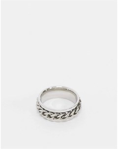 Серебристое кольцо из нержавеющей стали с подвижной цепочкой Asos design