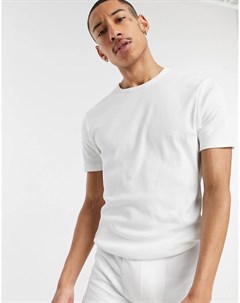 Белая пижама с футболкой и боксерами брифами в рубчик Asos design