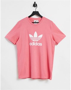 Розовая футболка с крупным логотипом adicolor Adidas originals