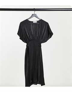 Черное атласное платье миди с рукавами кимоно Blume maternity