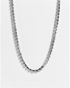 Серебристое ожерелье со стразами Asos design