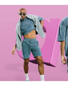 Махровые oversized шорты голубого цвета от комплекта Asos design