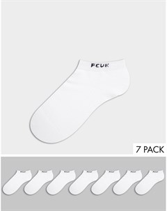 Набор из 7 пар белых спортивных носков с отделкой морского цвета French connection