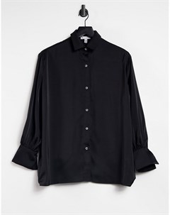 Черная рубашка с длинными манжетами Pretty lavish