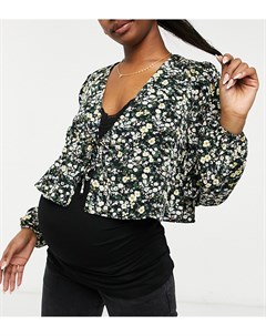 Блузка для беременных с мелким цветочным принтом и завязкой на поясе Fashion union maternity