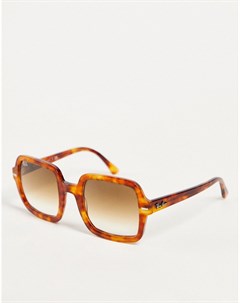 Солнцезащитные очки в большой квадратной оправе коричневого цвета в стиле 70 х Ray-ban®